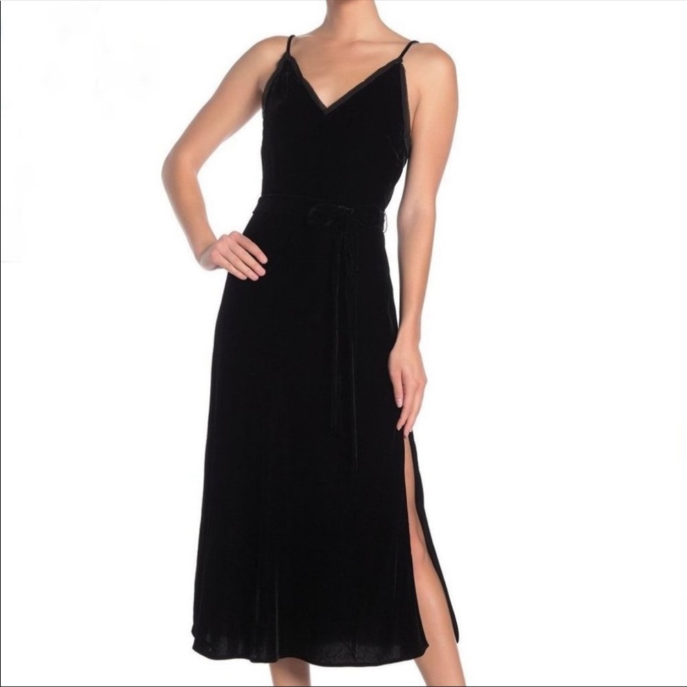 NWT FRAME Belted Velvet Midi Dress Size XS